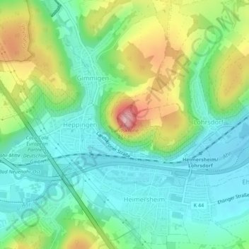 Landskrone topographic map, elevation, terrain