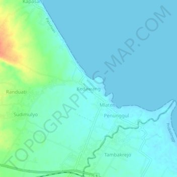 Kedawang topographic map, elevation, terrain