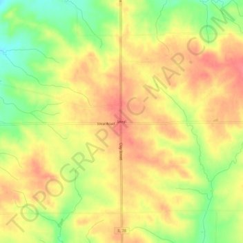 Ideal topographic map, elevation, terrain