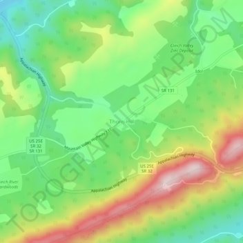 Thorn Hill topographic map, elevation, terrain