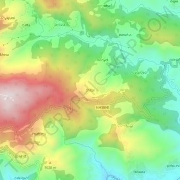 chitai topographic map, elevation, terrain