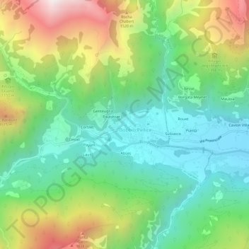 Pidone topographic map, elevation, terrain