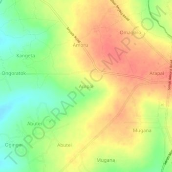 Arapai topographic map, elevation, terrain