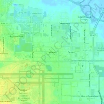 Midway topographic map, elevation, terrain