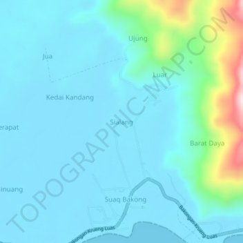 Sialang topographic map, elevation, terrain