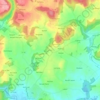 Kermer topographic map, elevation, terrain