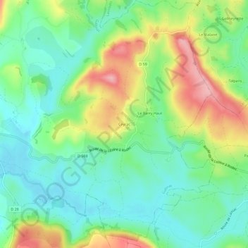 Ceyrac topographic map, elevation, terrain