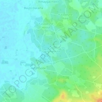 Luug Xaluula topographic map, elevation, terrain