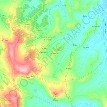 Zucchetto topographic map, elevation, terrain