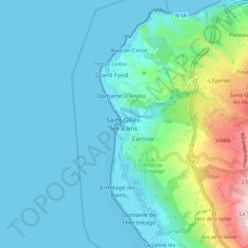Saint-Gilles-les-Bains topographic map, elevation, terrain