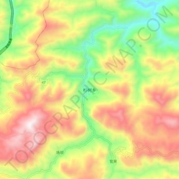 Shashu topographic map, elevation, terrain