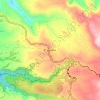 El Manzano topographic map, elevation, terrain