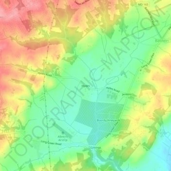 Hydes topographic map, elevation, terrain