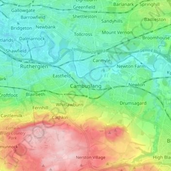 Cambuslang topographic map, elevation, terrain