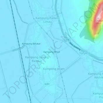 Kampung Binjal topographic map, elevation, terrain