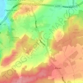 Pean Hill topographic map, elevation, terrain