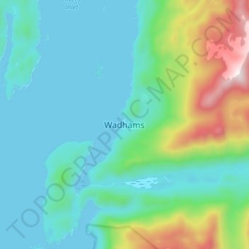 Wadhams topographic map, elevation, terrain