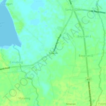 Simaron topographic map, elevation, terrain