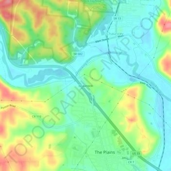 Beaumont topographic map, elevation, terrain