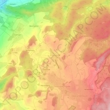 Erbisreute topographic map, elevation, terrain