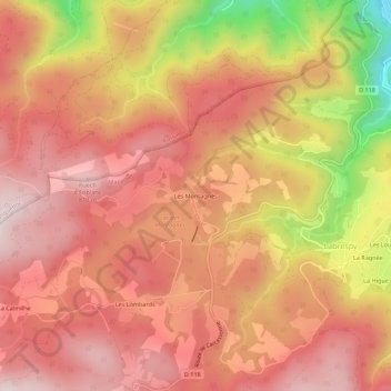 Les Montagnès topographic map, elevation, terrain