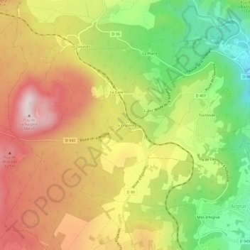 Le Cratère topographic map, elevation, terrain