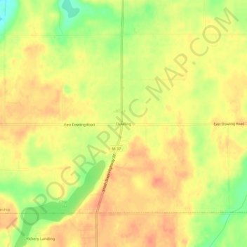 Dowling topographic map, elevation, terrain