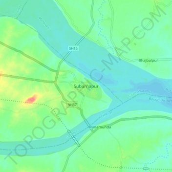 Subarnapur topographic map, elevation, terrain