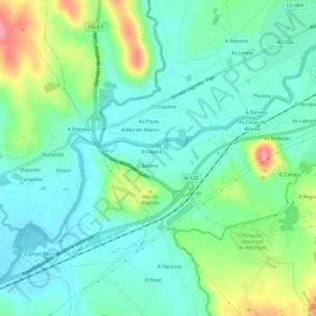 A Granxa topographic map, elevation, terrain