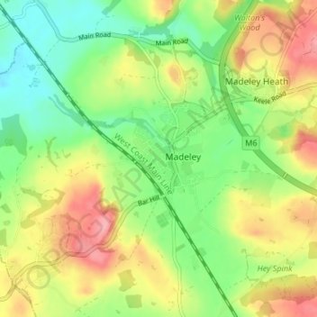 The Moss topographic map, elevation, terrain