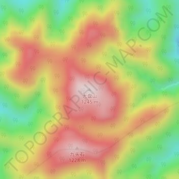 大盘山 topographic map, elevation, terrain