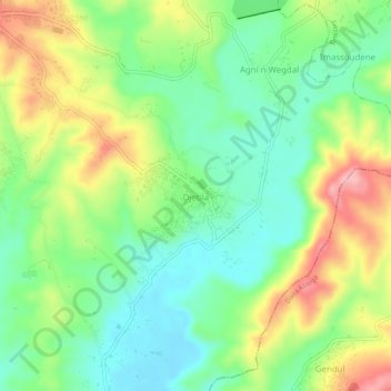 Djebla topographic map, elevation, terrain