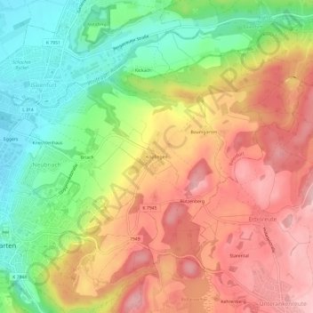 Köpfingen topographic map, elevation, terrain
