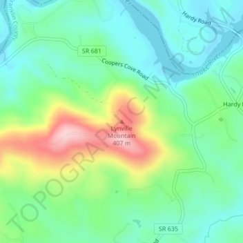 Lynville Mountain topographic map, elevation, terrain