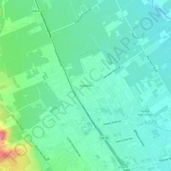 Salvador topographic map, elevation, terrain