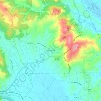 Santa Maria topographic map, elevation, terrain