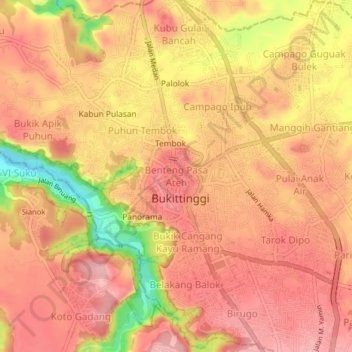Benteng Pasar Atas topographic map, elevation, terrain
