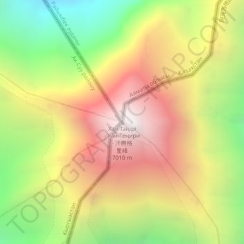 Khan Tengri topographic map, elevation, terrain