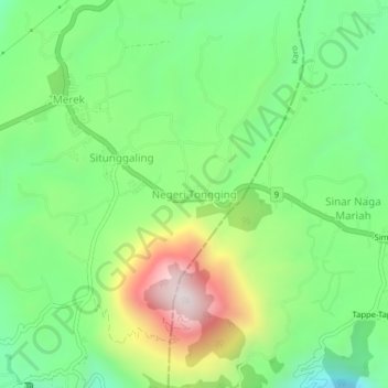 Negeri Tongging topographic map, elevation, terrain