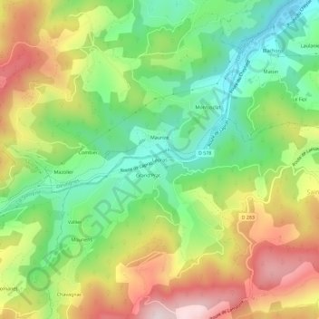 Lapras topographic map, elevation, terrain