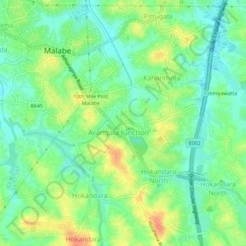 Arangala topographic map, elevation, terrain