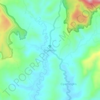 Tegallega topographic map, elevation, terrain