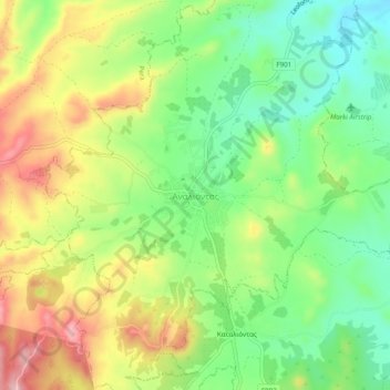 Analiontas topographic map, elevation, terrain