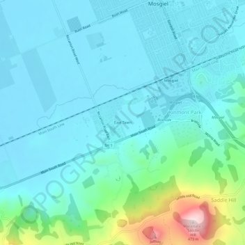 East Taieri topographic map, elevation, terrain