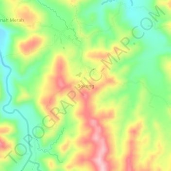 Bokong topographic map, elevation, terrain