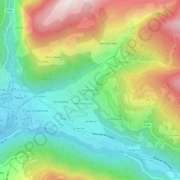 Villard-Dessus topographic map, elevation, terrain