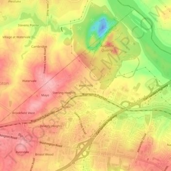West Hills topographic map, elevation, terrain