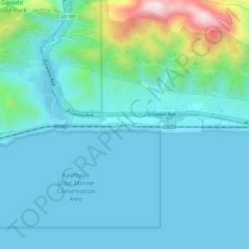 Gaviota topographic map, elevation, terrain