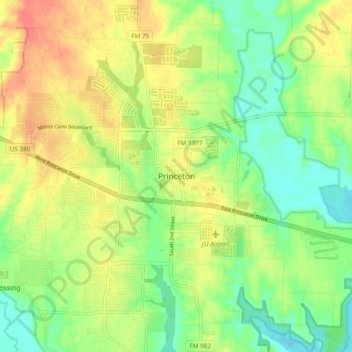 Princeton topographic map, elevation, terrain