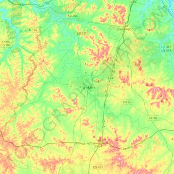 Franklin topographic map, elevation, terrain